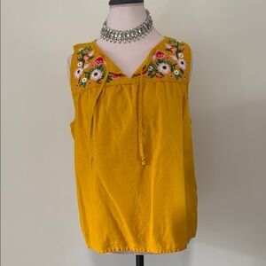 J. Crew yellow floral Embroidered tank in size large